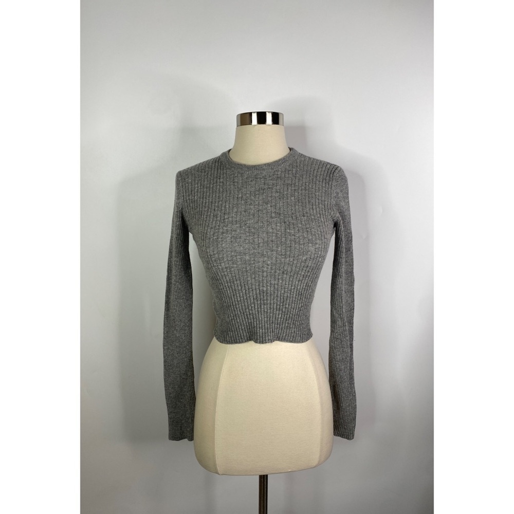 Brandy Melville Ribbed Mock Neck Long Sleeve Crop Top